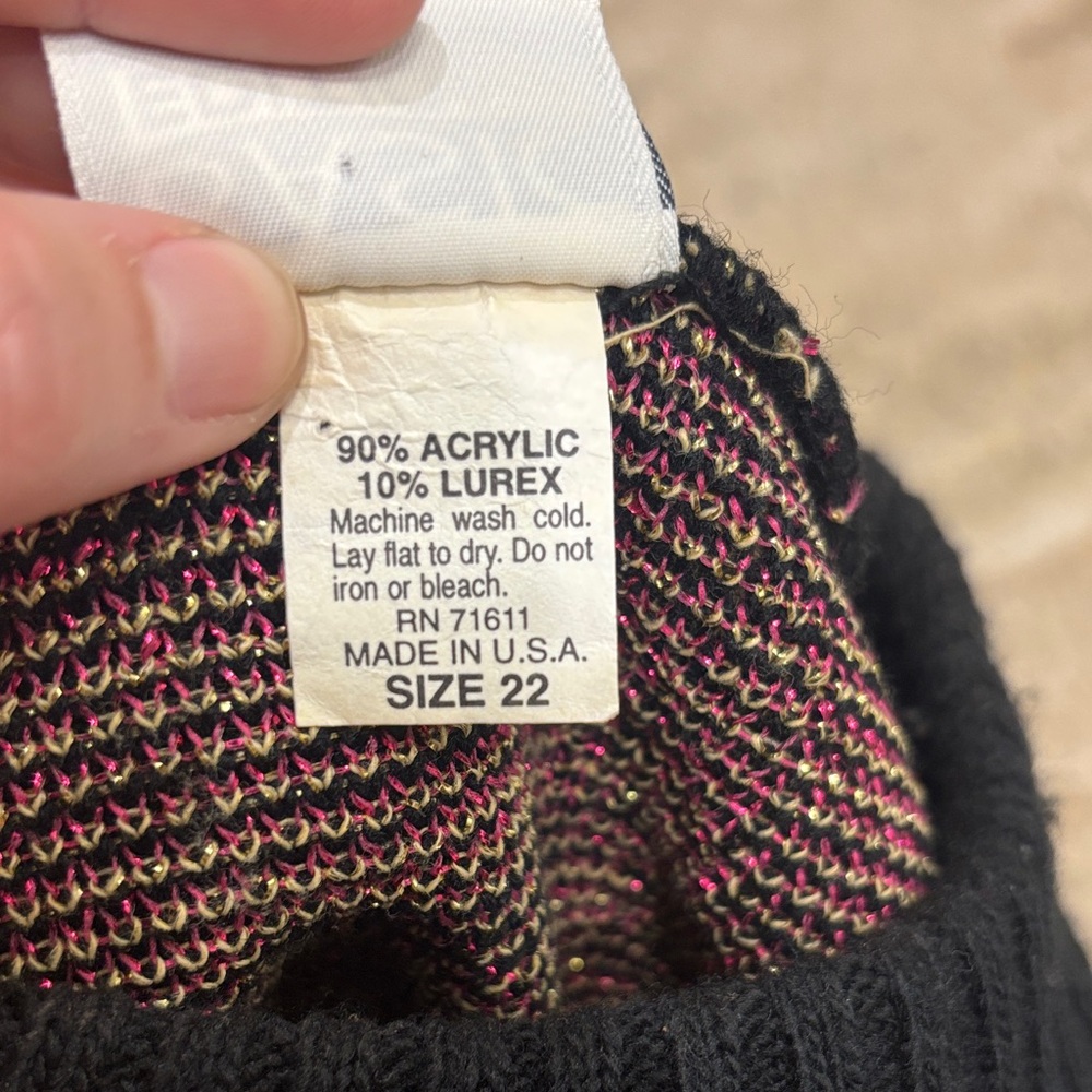 Vintage- Basic Edition- Floral Patterned Black Sw… - image 7